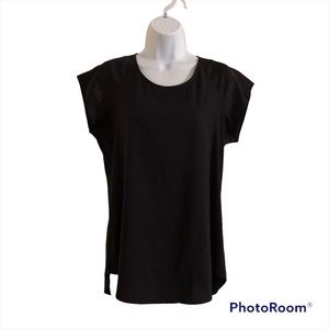 2/$15 Express Satin Black Short-Sleeved Top